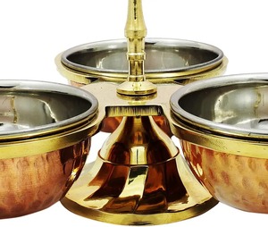 Logo personnalisé 3 pièces cornichon bols de service cuivre acier condiment pots sauces fruits secs bouche désodorisant métal - Product Image 5