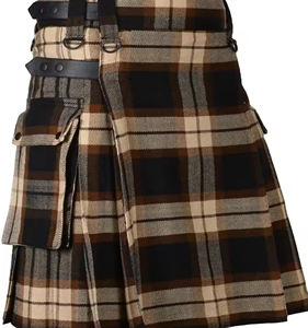 Offre Spéciale haut de gamme hommes cuir de vache Kilt noir couleur boutons robe jupes peau de mouton Grain fabriqué en cuir de mouton de haute qualité - Product Image 1