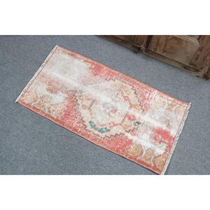 1.4x2.8 ft Rug, Turkish Rug, Vintage <b>Red</b> <b>Wool</b> Patchwork Rug - Product Image 4