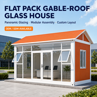 Maison modulaire en verre à toit en pignon, préfabriquée en acier, à assembler soi-même, design personnalisable pour bureaux et commerces