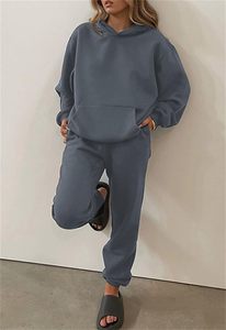 High Quality Custom Men's Winter Hooded Solid Breathable Anti-Bacterial Fleece Tracksuit <b>Sets</b> for Training with Logo - Product Image 2