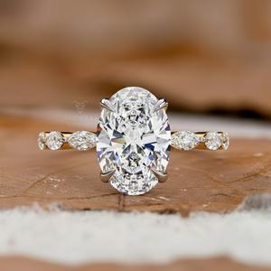 Anillo de Compromiso de Oro Sólido de 14k y 18k con Diamante Cultivado en Laboratorio con Certificación IGI Cvd HPHT Vvs, Joyería para Mujer, Corte Ovalado - Product Image 1