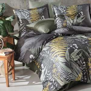 Botanica V1 Ensemble de housse de couette double en satin de coton vert Clasy - Product Image 3