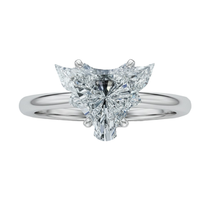 Anillo de Compromiso Solitario de Diamante Cultivado en Laboratorio con Corte Bull Original, Claridad DEF VVS VS, Certificado GIA IGI, Chapado en Oro de Plata de Ley 925, Regalo - Product Image 1