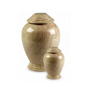 Luxury Light Beige Marble Cremation Urn Set with Natural Veins Traditional Funeral <b>Memorial</b> <b>Stone</b> Jar for Human Ashes - Product Image 1