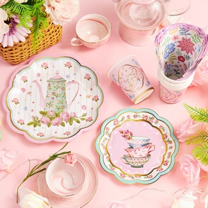 Juego de Vajilla Desechable para Fiesta de Té, Tetera con Diseño de Flores, Platos, Tazas, Servilletas, Decoración para Baby Shower, Fiesta de Cumpleaños de Niñas - Product Image 4
