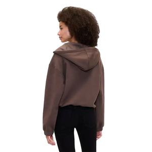 Sweat-shirt à capuche zippé avec logo personnalisé pour femmes sweat-shirt en polaire de couleur unie OEM ODM approvisionnement de l'usine haut pour femmes - Product Image 2