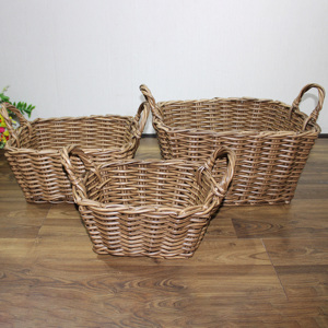 Set of 3 Rectangle Poly Rattan <b>Baskets</b> Modern Eco-Friendly Sustainable Storage <b>Gift</b> <b>Basket</b> Natural High Quality Handcrafted - Product Image 2