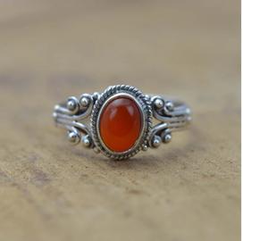 Anillo de piedras preciosas de Plata de Ley 925 de cornalina roja, joyería elegante hecha a mano, regalo para ella, piedra natal de julio - Product Image 2