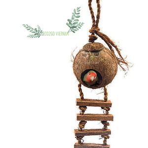 Vente en gros de nichoir en cocotier tropical non poli ODM avec échelle pour jardin oiseaux sauvages en plein air et amoureux des animaux d'intérieur - Product Image 1