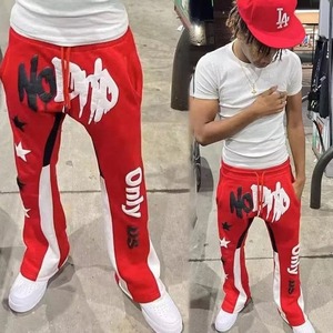 กางเกงวอร์มขาบานสำหรับผู้ชายและ100% หนาพิมพ์ลายพัฟออกแบบได้ตามต้องการกางเกงวอร์ม400GSM ผ้าฝ้ายผ้าฟลีซฟอกสี - Product Image 3