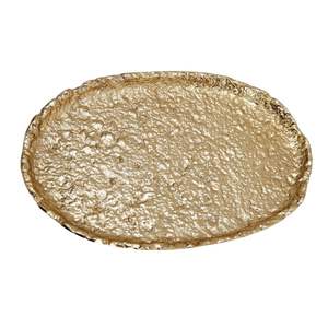 WB INC INDIA Plateau ovale moderne en or Plateau de service en métal Accessoire décoratif - Product Image 1