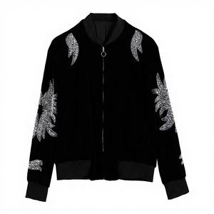 Chaquetas Acolchadas de Invierno para Mujer Mangoes Fashion, Elegantes y Casuales, con Cierre de Cremallera, de Lona Negra, Relleno de Algodón, Transpirables y Holgadas - Product Image 1