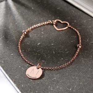 Jeulia Personalized Sterling Silver Heart <b>Initial</b> <b>Bracelet</b> - Product Image 4