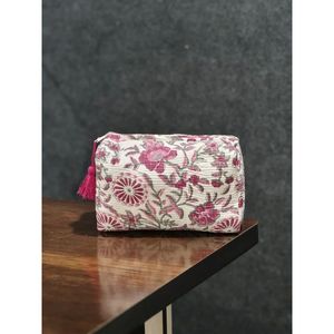 Trousse de Toilette Matelassée Écologique à Motifs Imprimés à la Main Grande Capacité pour Rangement Pratique des Cosmétiques - Product Image 5