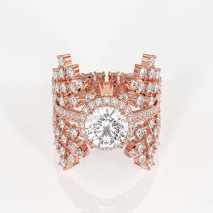 14K <b>Gold</b> <b>Ring</b> with Round Cut Lab Grown Diamond <b>Cocktail</b> Elegant Diamond <b>Rings</b> - Product Image 5