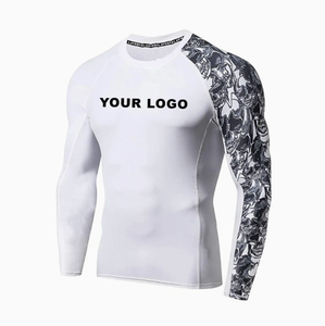 Camisa de compresión para hombre Top Sublimación Impreso Camo Sleeve Sports Baselayer Quick-Dry Rash Guard Hecho de 100% algodón - Product Image 4