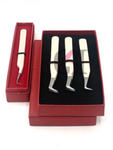 Haute qualité nouveau volume russe pêche poudre revêtement 90 degrés argent pointe Extension de cils pince à épiler en acier inoxydable outil de beauté - Product Image 4