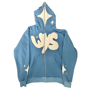 Nouveaux sweats à capuche zippés personnalisés avec impression en relief, en molleton épais 100 % coton biologique écologique pour homme, coupe classique - Product Image 1