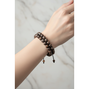 Bracciale in Pietra Naturale Rhyolite 8mm a Doppia Fila con Macramè - Product Image 3