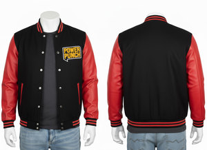 Hot Selling Custom-Made Black Woolen Stand Varsity <b>Jacket</b> Men Plus Size Winter <b>Red</b> Stripe Design 100% High Quality Woven Front - Product Image 5