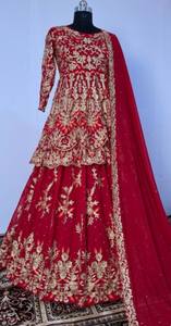 Lehenga Choli Dupatta en Georgette pour Mariage, avec Broderie Lourde, Style Indien et Pakistanais, pour Mariage et Réception - Product Image 5