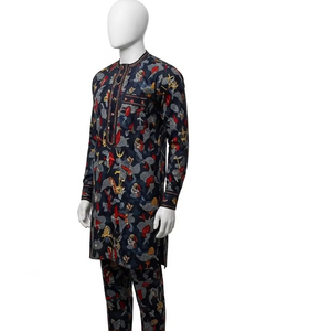 Vêtements pour hommes africains en polyester imprimé numérique, tissu doux et respirant, motif traditionnel, tenue décontractée, vêtements de mode - Product Image 3