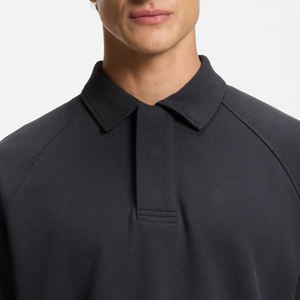 Sweat-shirt à manches longues pour homme, couleur unie, logo personnalisé, col rabattu, décontracté, basique, surdimensionné, épaules tombantes - Product Image 2