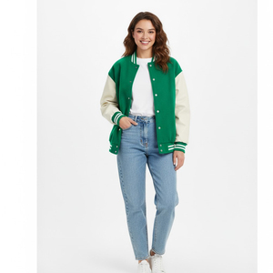 Chaqueta Universitaria Personalizada para Mujer, Proveedor de Fábrica OEM, Chaqueta Deportiva de Béisbol al por Mayor, Ropa de Abrigo Informal, Moda Urbana, Algodón - Product Image 6