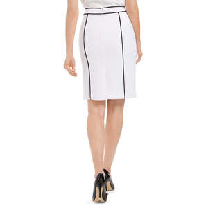 Gonna a tubino Calvin Klein da donna in denim di lino bianco con finiture a contrasto e design a fascia con paillettes, stile avvolgente, taglia 14 - Product Image 2