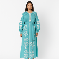 Nouvelle robe maxi de conception élégante, de haute qualité, à manches bouffantes, broderie, robe midi maxi d'été pour femmes, robe élégante décontractée, robe tendance