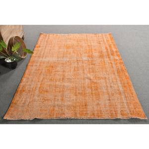 Tapis Turc Vintage Orange Moderne de 5.4x7.7 pieds Rectangle Patchwork Design Laine Viscose Polyester Matériau pour Salon Latex - Product Image 4