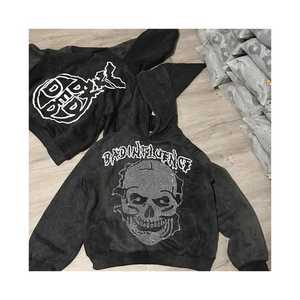 Nuevas sudaderas con capucha para hombre de peso pesado para el invierno, impresión personalizada de diamantes de imitación, servicio OEM, ropa de bajo precio - Product Image 2