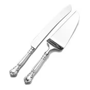 Ensemble de couteau et de serveur à gâteau artisanal pour la cuisson d'outils de gâteau en argent en acier inoxydable pour le mariage - Product Image 1