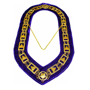 Custom Blue Masonic Collar Embroidered Silver Trim Rhinestone Decoration Classical Design Metal Badge with Safety <b>Pin</b> - Product Image 3