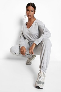 2025 nuevo estilo de mujer Crop Top sudadera pantalón chándales ropa informal hecha a medida para el invierno de talla grande con capucha de peso pesado - Product Image 3