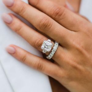 ล่าสุดนักอัสเชอร์โมอิสเพชรสีขาวตัดกับ925แหวนเงินสเตอร์ลิงสำหรับผู้หญิงที่มีความคมชัดล่าสุดตัดแนวแฟนซี - Product Image 2