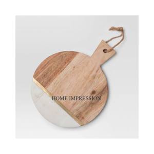 Kitchen Ware Solid Wood and Marble Chopping Boards Best Selling Round Shape Chopping Boards for Kitchen Ware Utensils Tools - Product Image 2