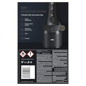 Afeitadora Eléctrica para Hombre con Cinco Cuchillas, Lámina de Repuesto para Uso en Seco/Húmedo, Resistente al Agua IPX7, Negra, con Estación de Carga y Limpieza - Product Image 1