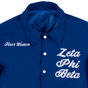 Finer Woman <b>Royal</b> <b>Blue</b> Crop Wool Varsity <b>Jacket</b> Premium <b>Womens</b> Letterman <b>Jacket</b> Collegiate Greek Style Outerwear - Product Image 4
