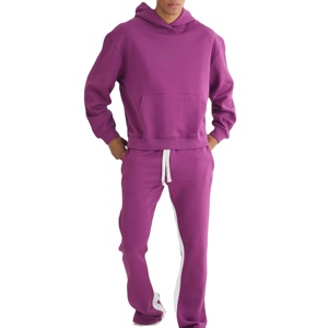 Customised Color Solid Men's Lightweight Breathable 100% Cotton Tracksuits Casual <b>Running</b> Wear with Hooded Collar for Autumn - Product Image 1