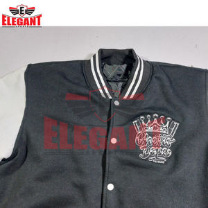 2024 hommes élégant sport Baseball vestes haute qualité coton Polyester polaire avec col montant toile poche Varsity Style - Product Image 6