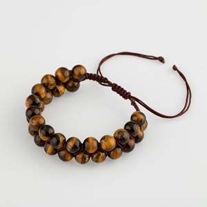 Pulsera de Piedra Natural de Ojo de Tigre de 8mm con Doble Hilera de Macramé - Product Image 2