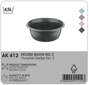 Cuvette ronde en plastique pliable de 4,5 L pour la cuisine, la salle de bain et le stockage de la vaisselle. - Product Image 2