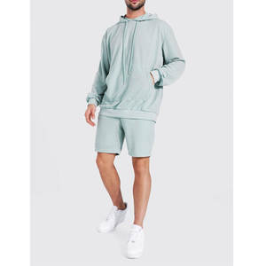 Gran Oferta personalizada de verano de alta calidad de manga larga con capucha para hombre, conjunto de 2 piezas, pantalones cortos, chándales ajustados para hombre 2022 - Product Image 3