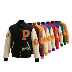 Veste de baseball en collage pour homme, hiver, logo personnalisé, unisexe, mélange de laine, manches en cuir, veste universitaire, veste de baseball - Product Image 1