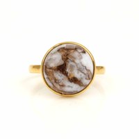 2025 personnalisé exporté 925 argent Fine bague 12mm blanc Calcite cuivre femmes éternité Vermeil naturel pierres précieuses bijoux avec cadeau