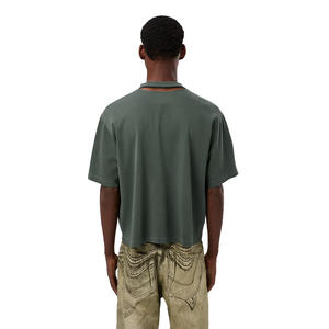 Léger hommes Vintage recadrée t-shirts sur mesure blanc goutte épaule recadrée t-shirts pour hommes et femmes en bas quantité minimale de commande - Product Image 2