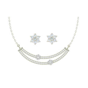 Juego de Collar y Pendientes CLARA de Plata de Ley 925 con Baño de Rodio, Joyería Fina para Mujeres y Niñas, con Cadena - Product Image 1