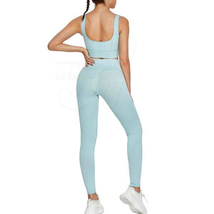 Diseño personalizado más tamaño de las mujeres gimnasio Fitness conjuntos transpirable patrón sólido Yoga entrenamiento atlético conjunto de 2 piezas - Product Image 3